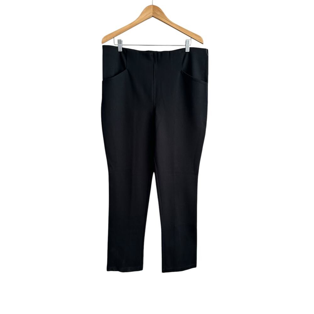 Anthro Maeve Black Pull On Slit-Back High Waisted Ponte Pants Pockets Size Large - Picture 6 of 6